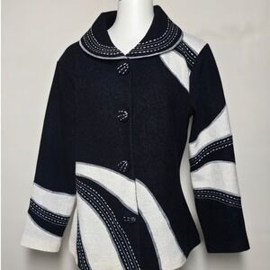 NorthStyle High Contrast Black White Boiled Wool Jacket Women L/G Lined